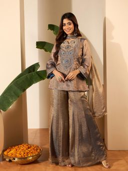 INDDUS - Women Floral Embroidered Kurta Palazzo with Dupatta