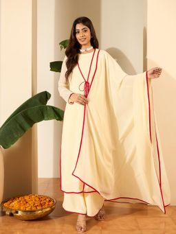 INDDUS - Women Solid A-Line Kurta Palazzo with Dupatta