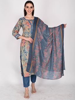Rajnandini - Women Cotton Blend Floral Printed Kurta Pant With Dupatta