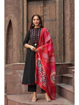 Rain & Rainbow - Embroidered A-Line Kurta with Palazzos and Dupatta