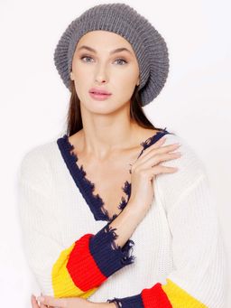 Bharatasya - Stylish Fine Knitted Beret Cap Grey