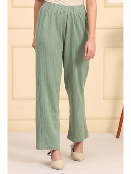 Aurelia - Green Stripes Printed Mid Waist Pant