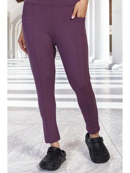 Elleven - Purple Solid/Plain High Waist Leggings
