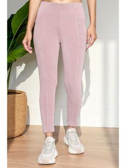 Elleven - Pink Solid/Plain High Waist Leggings