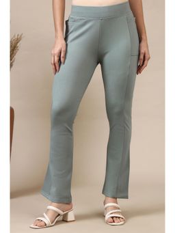 Elleven - Green Solid/Plain High Waist Leggings