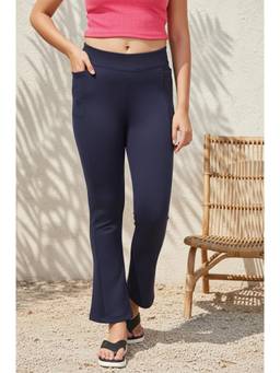 Elleven - Navy Blue Solid/Plain High Waist Leggings