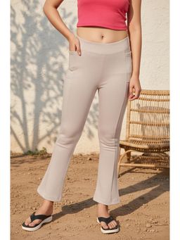 Elleven - Beige Solid/Plain High Waist Leggings