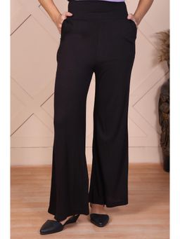 Elleven - Black Solid/Plain High Waist Pant