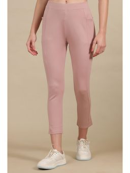 Elleven - Pink Solid/Plain Mid Waist Leggings