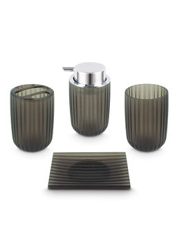 Freelance - Oasis 4 Pcs Bathroom Set-Dispenser Holder Tumbler & Soap Dish Smoke