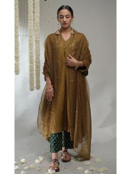 DaMAK - Raj Kanwar Brown Kurta With Pant And Dupatta