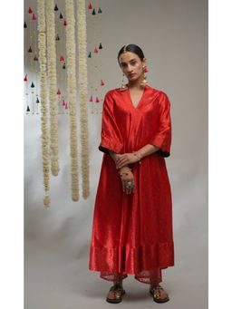 DaMAK - Banaraso Banarasi Red Kurta With Pant