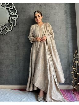 Safaa - The Eaj Ivory Regular Fit Anarkali Kurta with Pant and Dupatta