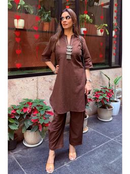 Ishnya - Brown Solid Co-Ord Set