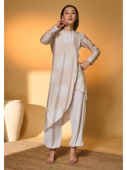 Masaba - Beige Dot Drama Kurta With Harem Pant