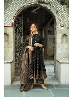 Safaa - Black The Makhmoor Woven Anarkali And Pant With Dupatta