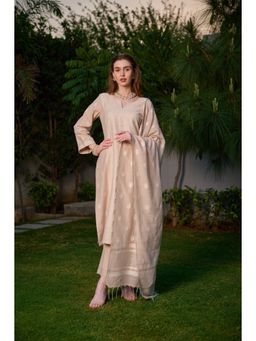 Safaa - Saaz Beige Regular Fit Kurta Sets With Dupatta
