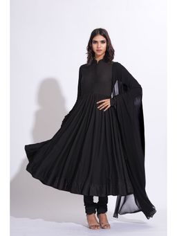 Shruti S - Mul Mul Black Anarkali With Pant And Dupatta
