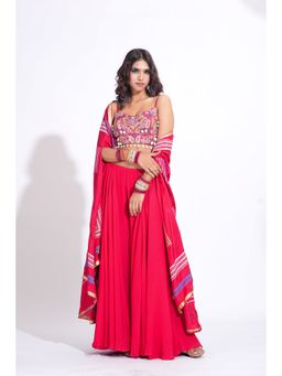 Shruti S - Embroidered Red Top With Sharara And Dupatta