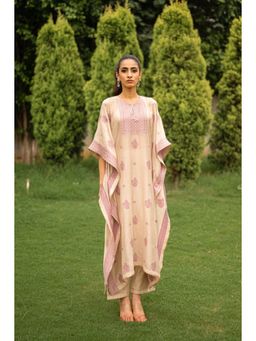 Safaa - Beige The Melia Woven Kaftan And Pant