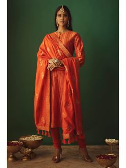 Safaa - The Narangi Amina Regular Fit Kurta Sets With Dupatta