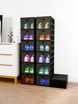 Kuber Industries - Black Foldable 6-Tier Storage Shoe Rack (Pack of 2)