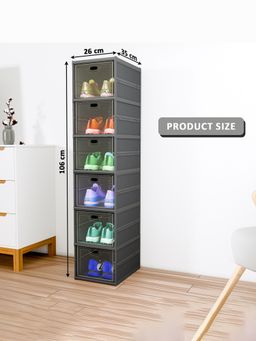 Kuber Industries - Grey 6-Tier Foldable Storage Shoe Rack