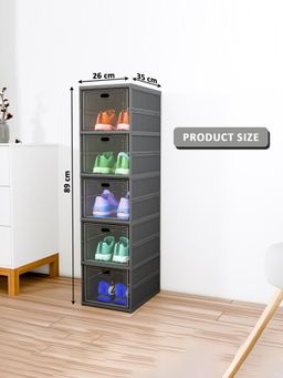 Kuber Industries - Grey 5-Tier Foldable Storage Shoe Rack