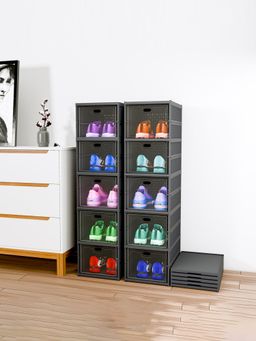 Kuber Industries - Grey Foldable 5-Tier Storage Shoe Rack (Pack of 2)