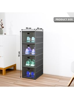 Kuber Industries - Grey 4-Tier Foldable Storage Shoe Rack