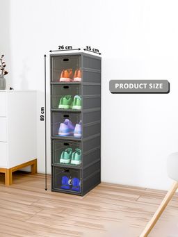 Kuber Industries - Grey 3-Tier Foldable Storage Shoe Rack