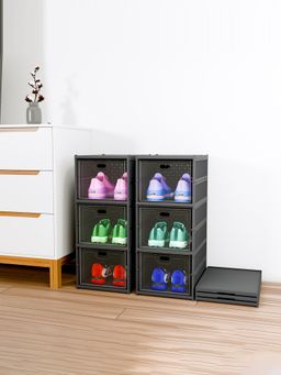 Kuber Industries - Grey Foldable 3-Tier Storage Shoe Rack (Pack of 2)