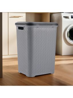 Kuber Industries - Grey Plastic Big Laundry Basket with Lid