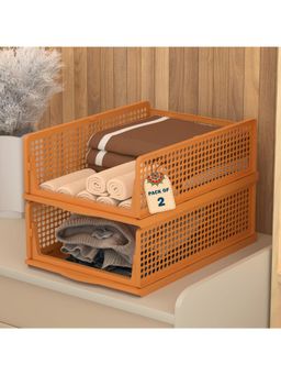 Kuber Industries - Brown Plastic Foldable Cloth Organizers (Pack of 2)
