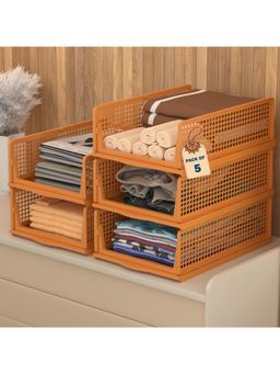 Kuber Industries - Brown Plastic Foldable Cloth Organizers (Pack of 5)