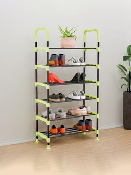Kuber Industries - Green 6-Tier Foldable Storage Shoe Rack