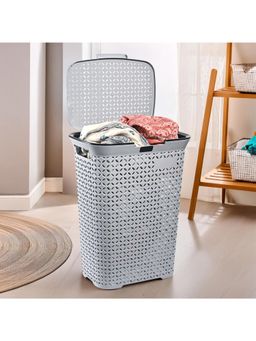 Kuber Industries - Grey Plastic Laundry Basket with Lid (L)