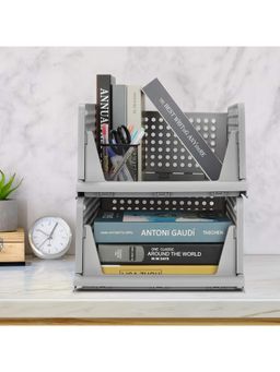 Kuber Industries - Grey Plastic Storage Wardrobe Organizers (Pack of 2)