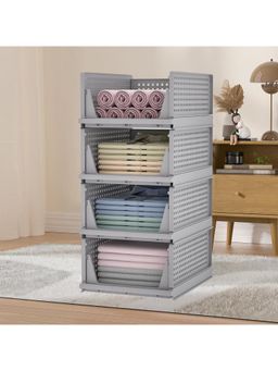 Kuber Industries - Grey Plastic Storage Wardrobe Organizers (Pack of 4)
