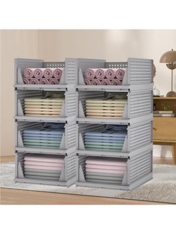 Kuber Industries - Grey Plastic Storage Wardrobe Organizers (Pack of 8)