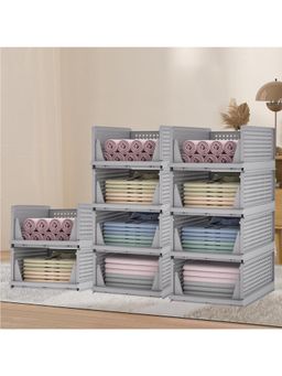 Kuber Industries - Grey Plastic Storage Wardrobe Organizers (Pack of 10)