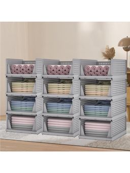 Kuber Industries - Grey Plastic Storage Wardrobe Organizers (Pack of 12)