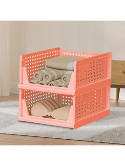 Kuber Industries - Pink Plastic Storage Wardrobe Organizers (Pack of 2)