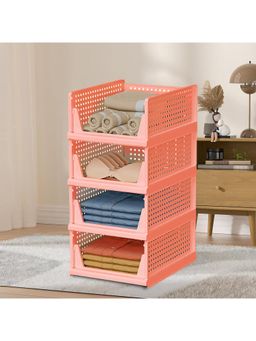 Kuber Industries - Pink Plastic Storage Wardrobe Organizers (Pack of 4)