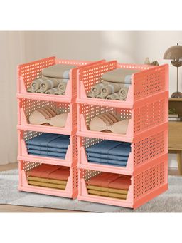 Kuber Industries - Pink Plastic Storage Wardrobe Organizers (Pack of 8)