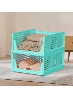 Kuber Industries - Green Plastic Storage Wardrobe Organizers (Pack of 2)