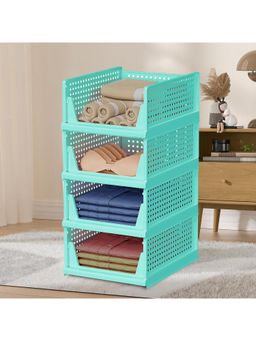 Kuber Industries - Green Plastic Storage Wardrobe Organizers (Pack of 4)