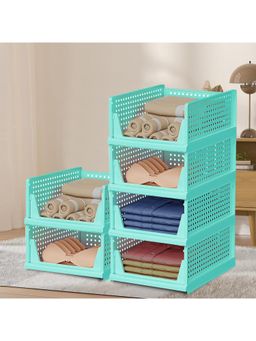 Kuber Industries - Green Plastic Storage Wardrobe Organizers (Pack of 6)