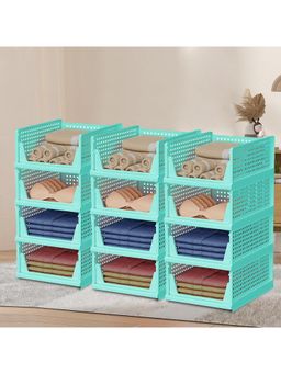 Kuber Industries - Green Plastic Storage Wardrobe Organizers (Pack of 12)