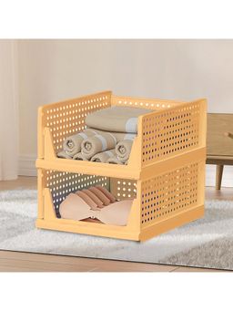 Kuber Industries - Yellow Plastic Storage Wardrobe Organizers (Pack of 2)